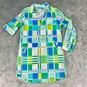 Tori Richard Dress Womens Sz M Honolulu Off The Grid Gidget Pacific Blue Shirt‎